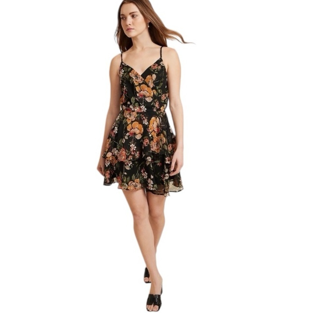 Floral Cottagecore Multicolor Dark Fairy Fall Colors Mini Dress Plus Size XXL